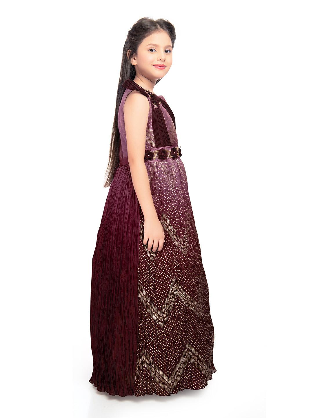 Wine Coloured Wire Concept Style Gown For Girls - Betty Ethnic India - Gown - Betty Girls Wear Online