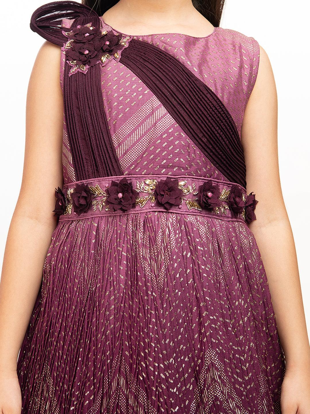 Wine Coloured Wire Concept Style Gown For Girls - Betty Ethnic India - Gown - Betty Girls Wear Online