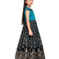 Firozi Coloured Wire Style Off Shoulder Design Gown For Girls - Betty Ethnic India - Gown - Betty Girls Wear Online