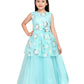 Sky Blue Coloured Peplum Style Top Gown For Girls - Betty Ethnic India - Gown - Betty Girls Wear Online