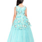 Sky Blue Coloured Peplum Style Top Gown For Girls - Betty Ethnic India - Gown - Betty Girls Wear Online