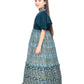 Blue Coloured Ethnic Motifs Printed Ethnic Gown with Separate Necklace Trendy Style For Girls - Betty Ethnic India - Gown - Betty Girls Wear Online