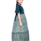 Blue Coloured Ethnic Motifs Printed Ethnic Gown with Separate Necklace Trendy Style For Girls - Betty Ethnic India - Gown - Betty Girls Wear Online