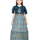 Blue Coloured Ethnic Motifs Printed Ethnic Gown with Separate Necklace Trendy Style For Girls - Betty Ethnic India - Gown - Betty Girls Wear Online