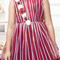 Betty Maroon Striped Sleeveless Gown with Floral Appliqué – Girls' Party Dress (5–15 Years)
