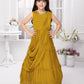 Mustard Gown Set with Embroidered Jacket & Belt – Girls' Ethnic Fusion Outfit