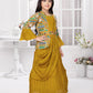 Mustard Gown Set with Embroidered Jacket & Belt – Girls' Ethnic Fusion Outfit