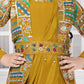 Mustard Gown Set with Embroidered Jacket & Belt – Girls' Ethnic Fusion Outfit