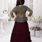 Betty Maroon Printed Jacket Style Gown for Girls – Festive Ethnic Dress