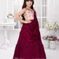 Wine Draped Shoulder Gown for Girls – Sleeveless Party & Festive Dress