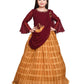 Mustard Coloured Trendy Saree Style Gown For Girls - Betty Ethnic India - Gown - Betty Girls Wear Online