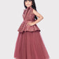 Raspberry Coloured Wire Style Gown For Girls / Party Wear Outfits Online / Imported Gowns - Betty Ethnic India - Gown - Betty Girls Wear Online