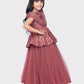 Raspberry Coloured Wire Style Gown For Girls / Party Wear Outfits Online / Imported Gowns - Betty Ethnic India - Gown - Betty Girls Wear Online