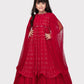 Cape Style Gowns For Girls / Fancy Sleeves Rani Coloured Gowns For Girls / Party Wear Gowns - Betty Ethnic India - Gown - Betty Girls Wear Online