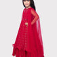 Cape Style Gowns For Girls / Fancy Sleeves Rani Coloured Gowns For Girls / Party Wear Gowns - Betty Ethnic India - Gown - Betty Girls Wear Online