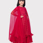 Cape Style Gowns For Girls / Fancy Sleeves Rani Coloured Gowns For Girls / Party Wear Gowns - Betty Ethnic India - Gown - Betty Girls Wear Online