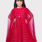 Cape Style Gowns For Girls / Fancy Sleeves Rani Coloured Gowns For Girls / Party Wear Gowns - Betty Ethnic India - Gown - Betty Girls Wear Online