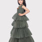 Party Wear Gowns For Girls / Online Dresses / Green Coloured Fancy Frill Gown For Girls - Betty Ethnic India - Gown - Betty Girls Wear Online