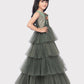 Party Wear Gowns For Girls / Online Dresses / Green Coloured Fancy Frill Gown For Girls - Betty Ethnic India - Gown - Betty Girls Wear Online