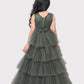 Party Wear Gowns For Girls / Online Dresses / Green Coloured Fancy Frill Gown For Girls - Betty Ethnic India - Gown - Betty Girls Wear Online