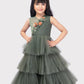 Party Wear Gowns For Girls / Online Dresses / Green Coloured Fancy Frill Gown For Girls - Betty Ethnic India - Gown - Betty Girls Wear Online