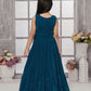 Betty Powder Blue Embroidered Girls' Lehenga Choli Set with Jacket – Ready to Wear (5–15 Years)