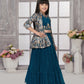 Betty Powder Blue Embroidered Girls' Lehenga Choli Set with Jacket – Ready to Wear (5–15 Years)