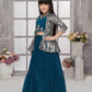Betty Powder Blue Embroidered Girls' Lehenga Choli Set with Jacket – Ready to Wear (5–15 Years)