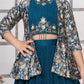 Betty Powder Blue Embroidered Girls' Lehenga Choli Set with Jacket – Ready to Wear (5–15 Years)
