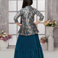 Betty Powder Blue Embroidered Girls' Lehenga Choli Set with Jacket – Ready to Wear (5–15 Years)