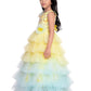 Lemon Coloured Trendy Frill Style Gowns For Girls / Imported Gown For Girls / 6 Frills / Birthday Dress - Betty Ethnic India - Gown - Betty Girls Wear Online