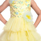 Lemon Coloured Trendy Frill Style Gowns For Girls / Imported Gown For Girls / 6 Frills / Birthday Dress - Betty Ethnic India - Gown - Betty Girls Wear Online