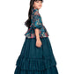 Collar Style Gown For Girls / Ethnic Gowns Online / Blue Coloured Floral Dress For Girls - Betty Ethnic India - Gown - Betty Girls Wear Online