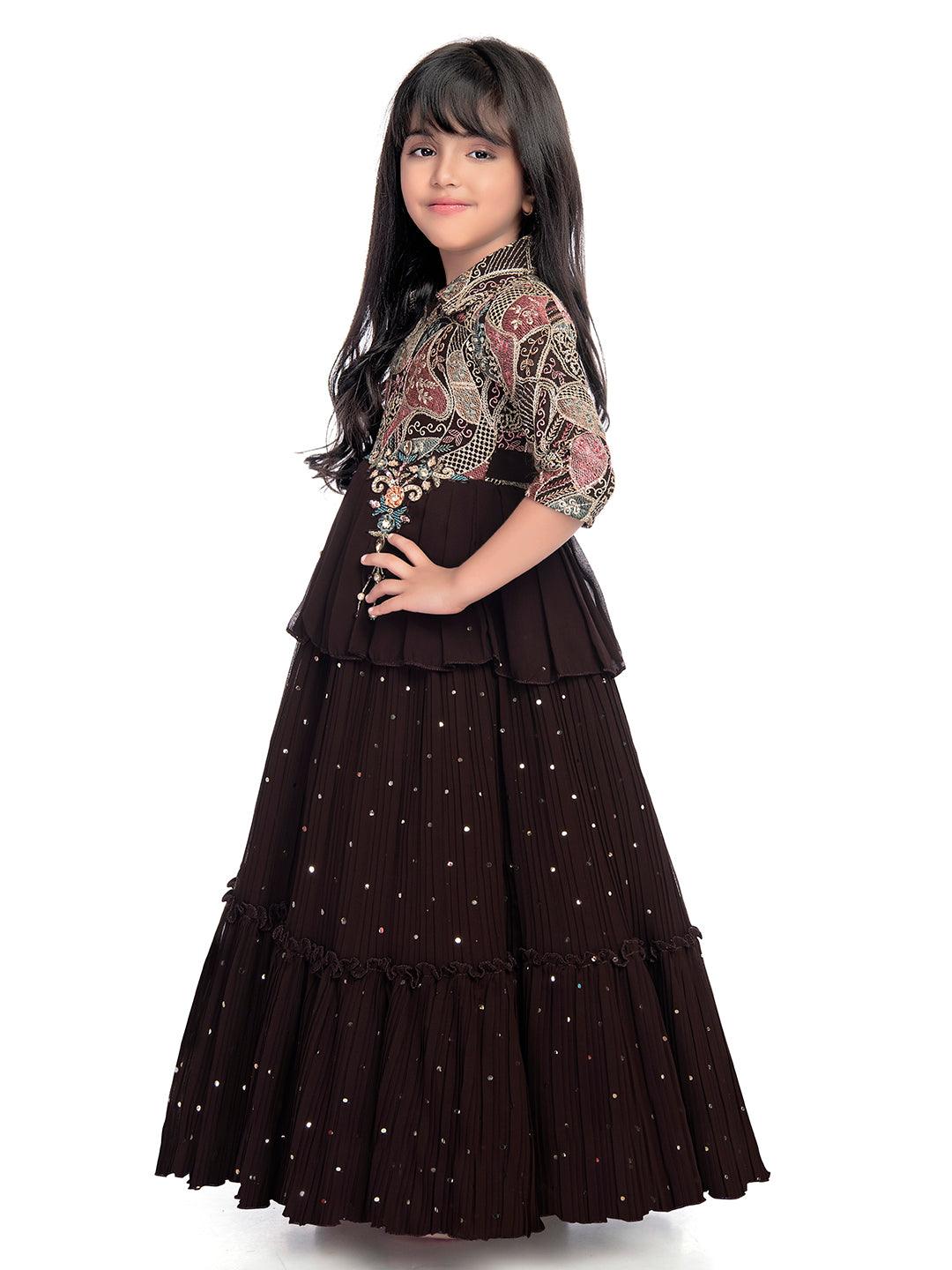 Collar Style Position Print Gowns For Girls / Latest Print Gowns For Festive Season - Betty Ethnic India - Gown - Betty Girls Wear Online