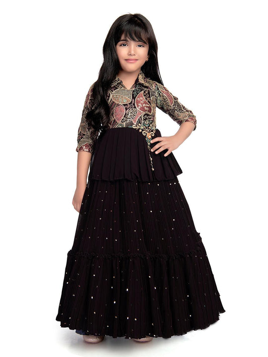 Collar Style Position Print Gowns For Girls / Latest Print Gowns For Festive Season - Betty Ethnic India - Gown - Betty Girls Wear Online