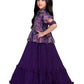 Purple Coloured Floral Dress For Girls /Collar Style Gown For Girls / Position Print Ethnic Gowns Online - Betty Ethnic India - Gown - Betty Girls Wear Online