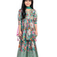 Festive Season: Green and Pink Floral Kurta with Sharara and Tassel Dupatta / Sharara Set For Girls Online - Betty Ethnic India - Gharara / Sharara Set - Betty Girls Wear Online