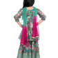 Festive Season: Green and Pink Floral Kurta with Sharara and Tassel Dupatta / Sharara Set For Girls Online - Betty Ethnic India - Gharara / Sharara Set - Betty Girls Wear Online