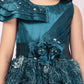 Betty Emerald Green Embellished Gown with 3D Floral Appliqué – Girls' Premium Party Dress