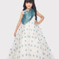 White With Blue Coloured Ball Gown For Girls / Birthday Party Wear Outfit For Kids / Online Dresses - Betty Ethnic India - Gown - Betty Girls Wear Online