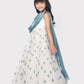 White With Blue Coloured Ball Gown For Girls / Birthday Party Wear Outfit For Kids / Online Dresses - Betty Ethnic India - Gown - Betty Girls Wear Online