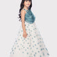 White With Blue Coloured Ball Gown For Girls / Birthday Party Wear Outfit For Kids / Online Dresses - Betty Ethnic India - Gown - Betty Girls Wear Online