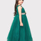 Rama Green Coloured Simple Imported Net Gown For Girls - Betty Ethnic India - Gown - Betty Girls Wear Online