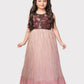 Wine Coloured Pleating Fabric Maxi Dress Gown For Girls - Betty Ethnic India - Gown - Betty Girls Wear Online