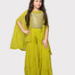 Lemon Coloured Embellished Top, Solid Sharara, Stylish Shrug - Crafted from Georgette Fabric. Perfect for Ethnic Occasions For Girls - Betty Ethnic India - Gharara / Sharara Set - Betty Girls Wear Online