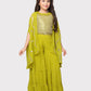 Lemon Coloured Embellished Top, Solid Sharara, Stylish Shrug - Crafted from Georgette Fabric. Perfect for Ethnic Occasions For Girls - Betty Ethnic India - Gharara / Sharara Set - Betty Girls Wear Online