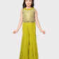 Lemon Coloured Embellished Top, Solid Sharara, Stylish Shrug - Crafted from Georgette Fabric. Perfect for Ethnic Occasions For Girls - Betty Ethnic India - Gharara / Sharara Set - Betty Girls Wear Online