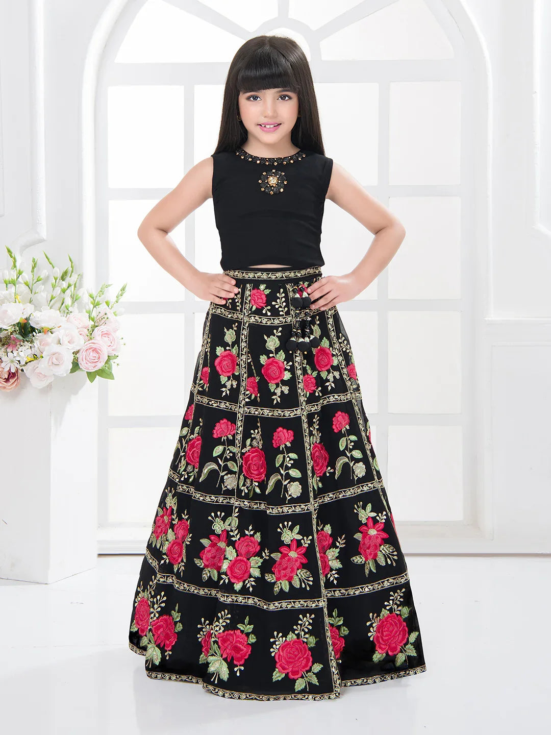 Premium Lehenga Choli Set for Girls – Jacket Style Premium Party Wear (Black)