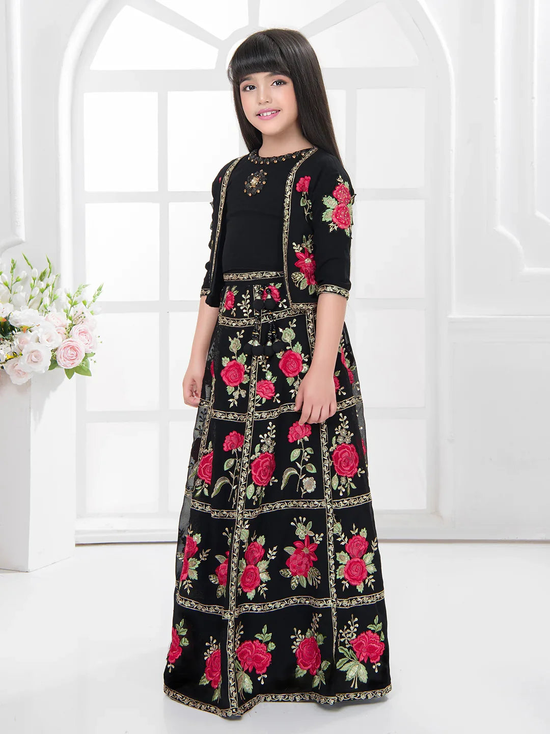 Premium Lehenga Choli Set for Girls – Jacket Style Premium Party Wear (Black)
