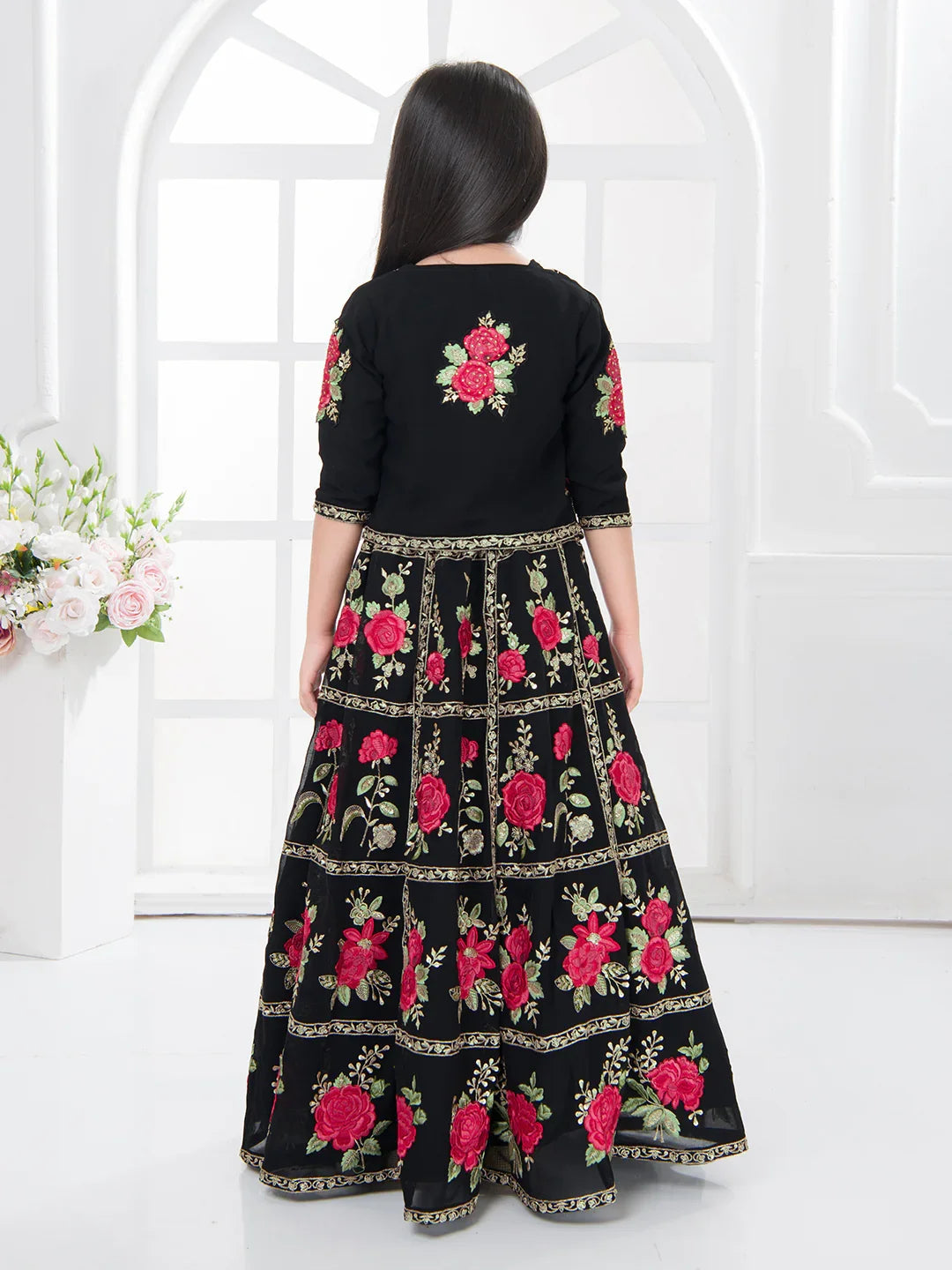 Premium Lehenga Choli Set for Girls – Jacket Style Premium Party Wear (Black)